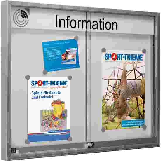 Indoor Notice Board with Sliding Doors Back panel: white, 1328x973x55 mm