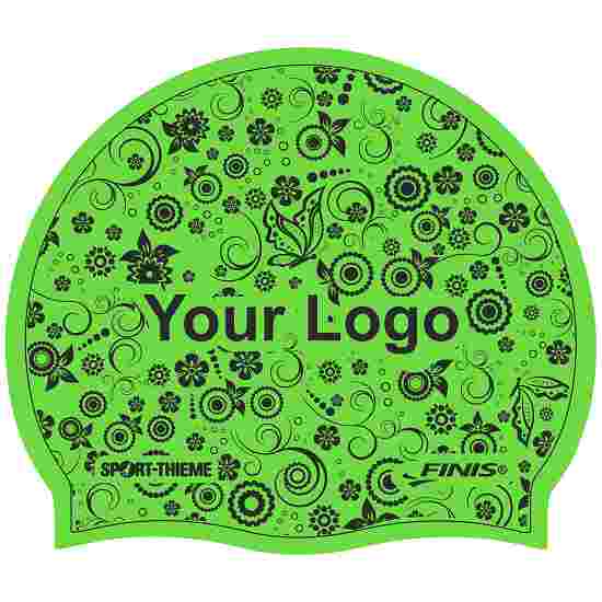 Latex Printed Swimming Cap Green, One-sided