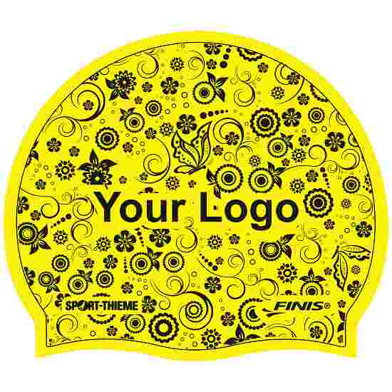 Latex Printed Swimming Cap Yellow, Double-sided