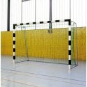 Sport-Thieme 3x2 m, stands in ground sockets, with folding net brackets Indoor Handball Goal Bolted corner joints, Black/silver