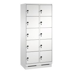 "S 3000 Evolo" Lockers with Base (5 Lockers Positioned Vertically) Light grey (RAL 7035), 180×60×50 cm / 10 compartments