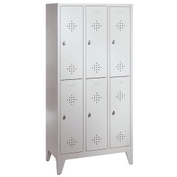 &quot;S 2000 Classic&quot; Double Lockers with 150-mm-high Feet Light grey (RAL 7035), 185x81x50 cm/ 4 shelves