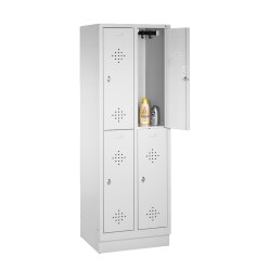&quot;S 2000 Classic&quot; Double Lockers with 150-mm-high Feet Fiery Red (RAL 3000), 180x61x50 cm/ 4 shelves