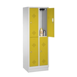 &quot;S 2000 Classic&quot; Double Lockers with 150-mm-high Feet Fiery Red (RAL 3000), 180x61x50 cm/ 4 shelves