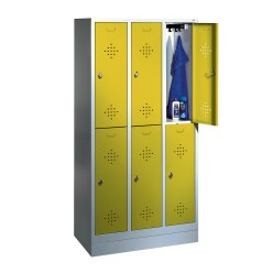 "S 2000 Classic" Double Lockers with 150-mm-high Feet Light grey (RAL 7035), 180x61x50 cm/ 4 shelves
