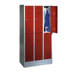 &quot;S 2000 Classic&quot; Double Lockers with 150-mm-high Feet Light grey (RAL 7035), 180x81x50 cm/ 4 shelves