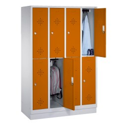 "S 2000 Classic" Double Lockers with 150-mm-high Feet Yellow orange (RAL 2000), 180x159x50 cm/ 8 shelves
